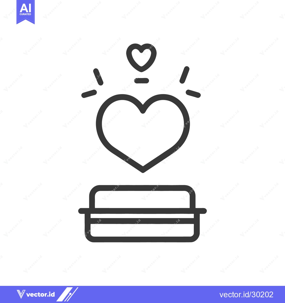 Premium Vector dari Simple line drawing of a heart floating above a platform