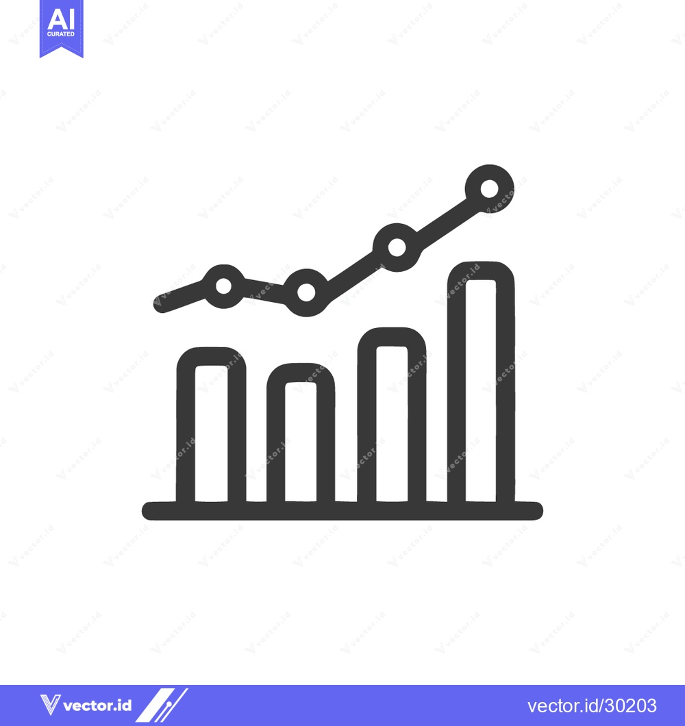 Premium Vector dari Ascending Bar and Line Graph Icon: Business Growth and Financial Succe