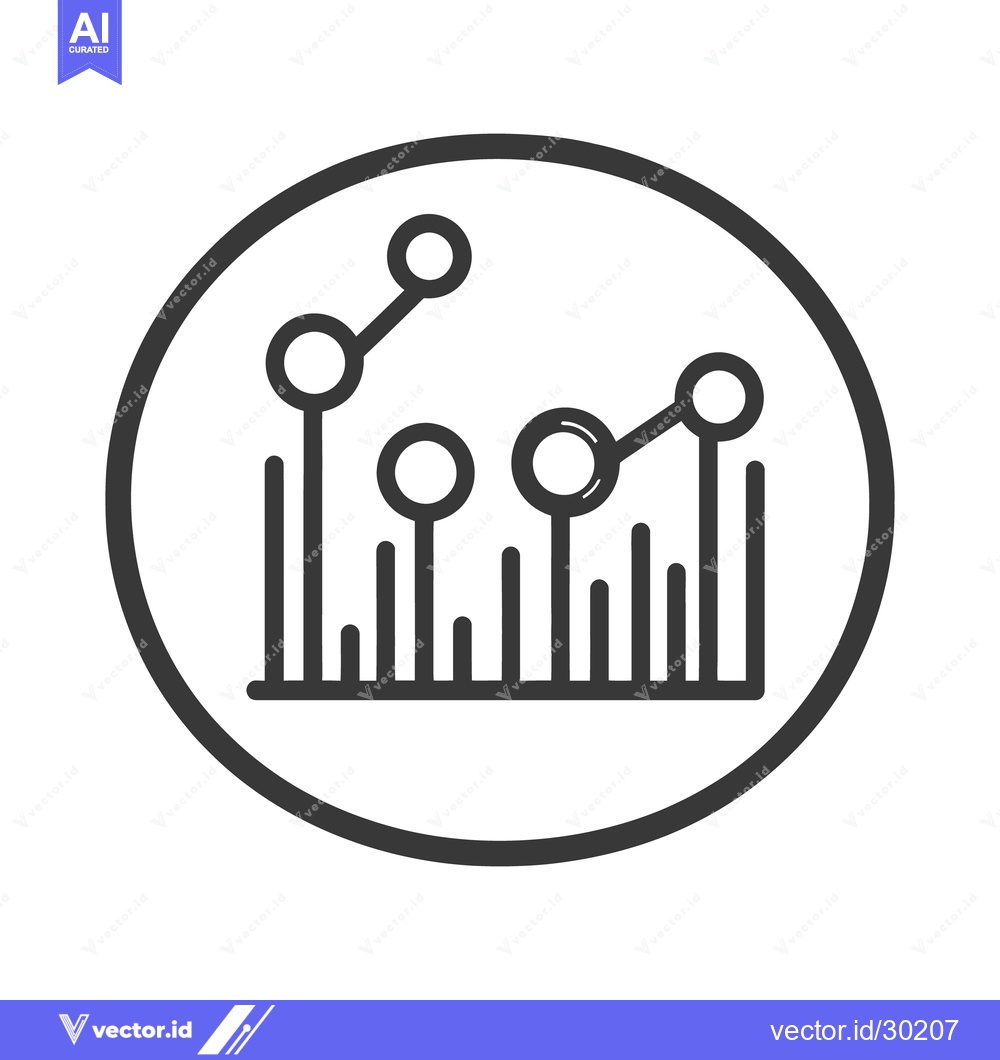 Premium Vector dari A circular graphic featuring data points on a rising bar graph