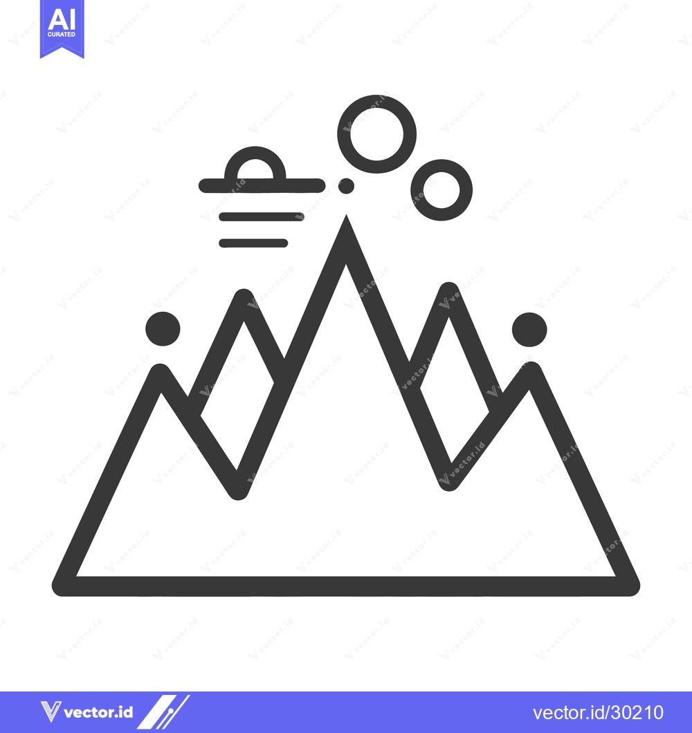 Premium Vector of Black and white illustration of a mountain range with clouds