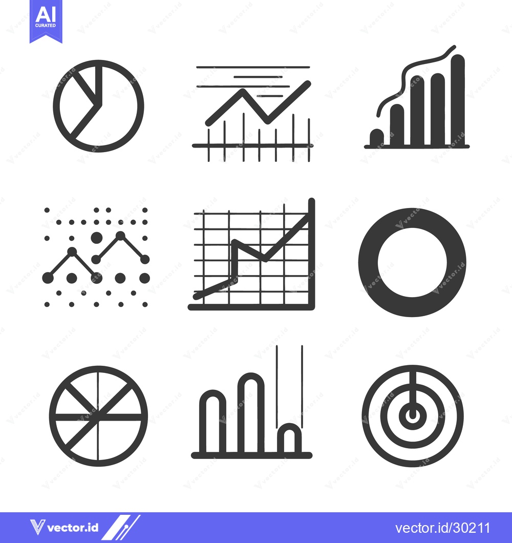 Premium Vector dari Several different graphic representations of business data are shown