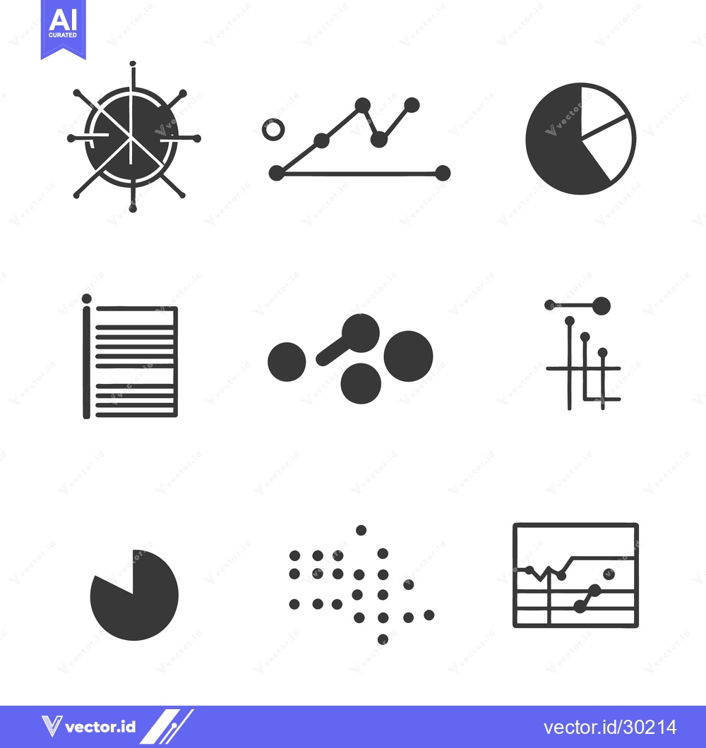 Premium Vector of Nine different graphic icons representing data analysis and visualizat
