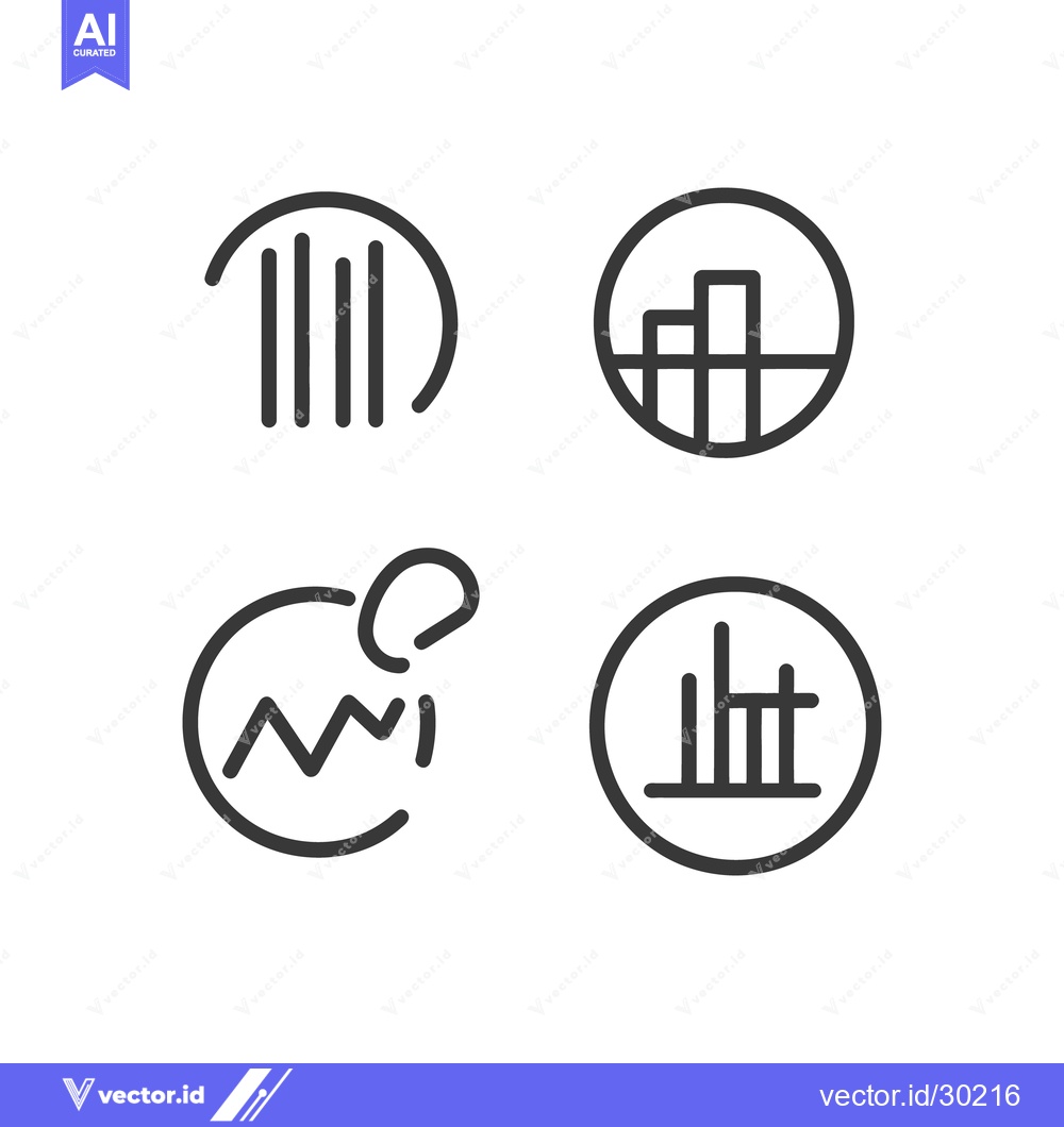 Premium Vector dari Four simple black and white data and financial chart icons