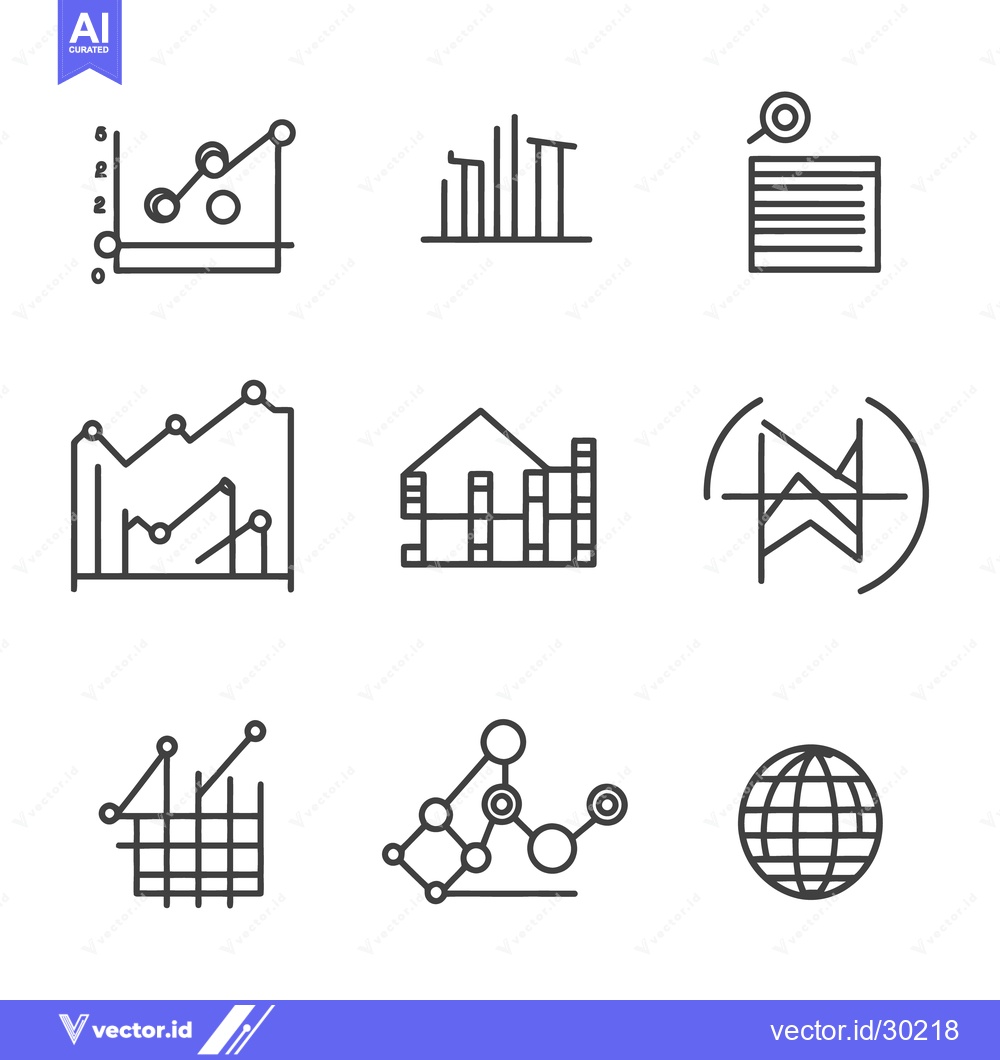 Premium Vector dari Nine different data analysis charts and global diagram icons