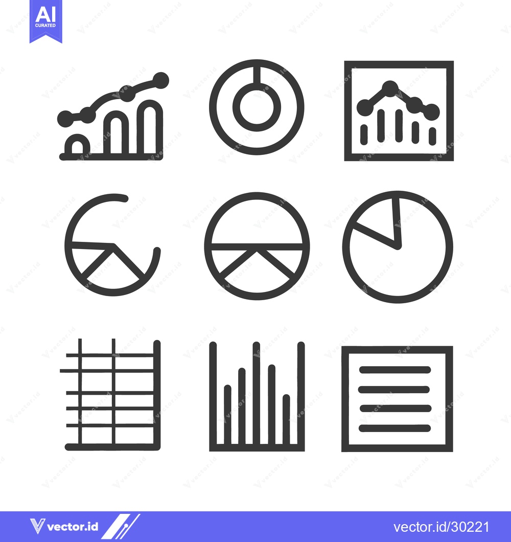 Premium Vector of A collection of graphic icons representing data visualizations and cha