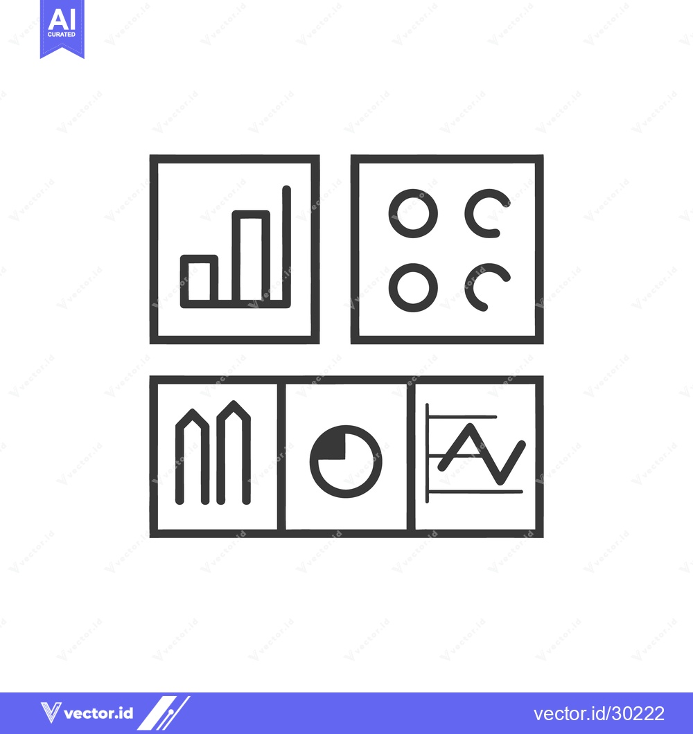 Premium Vector of Diagrams illustrating various types of data visualization in squares