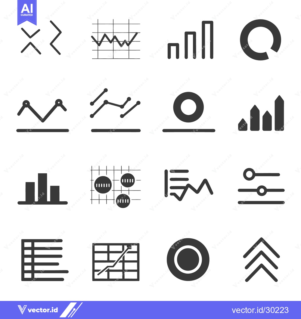 Premium Vector of A collection of graphical chart icons illustrating data and informatio