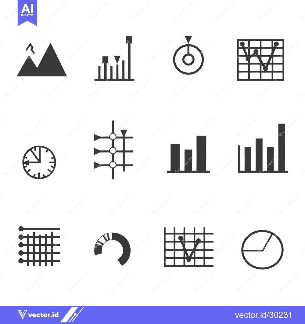Premium Vector dari Various black and white infographic data chart icon illustrations