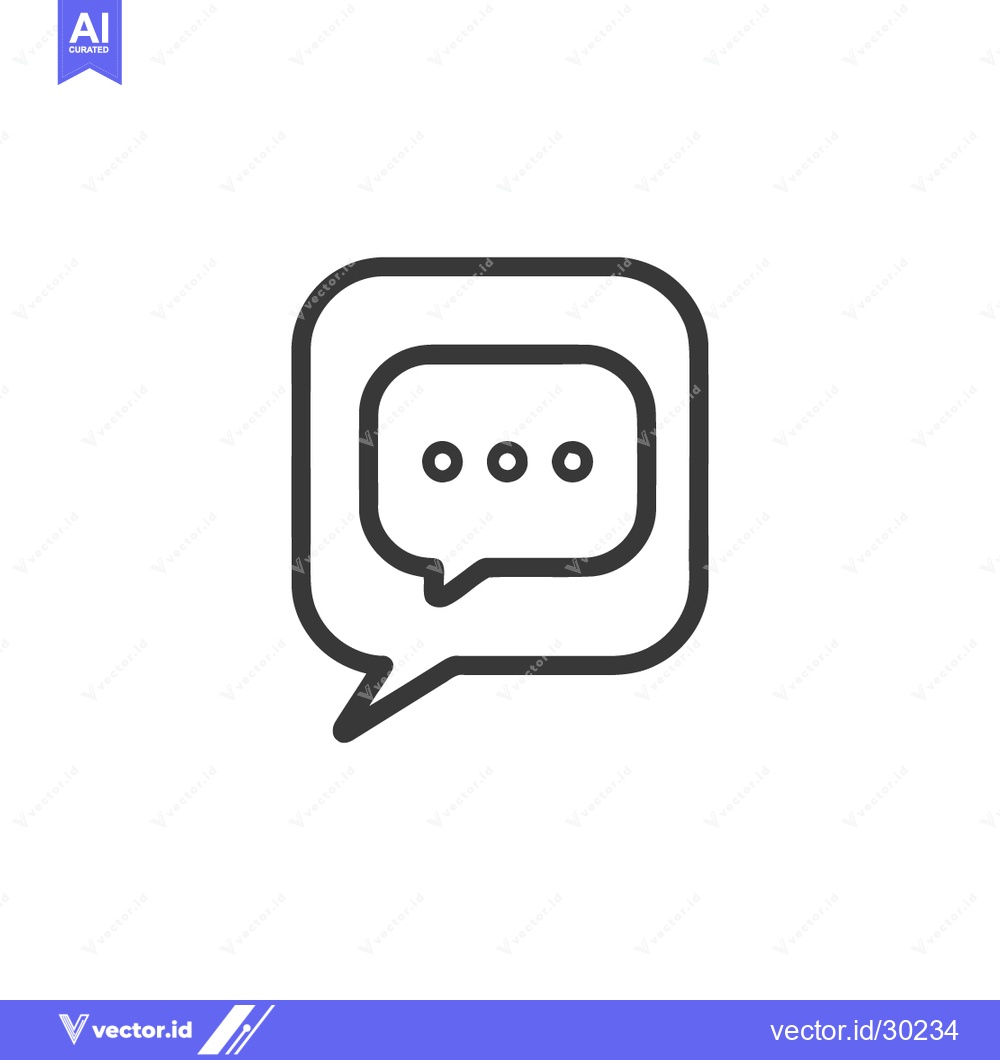 Premium Vector dari Minimalist Chat Bubble Icon with Three Dots in Outline Style