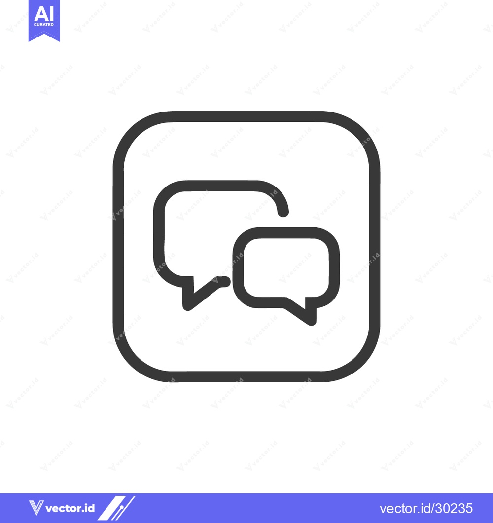 Premium Vector dari Minimalist Chat Icon: Two Speech Bubbles in Rounded Square Frame