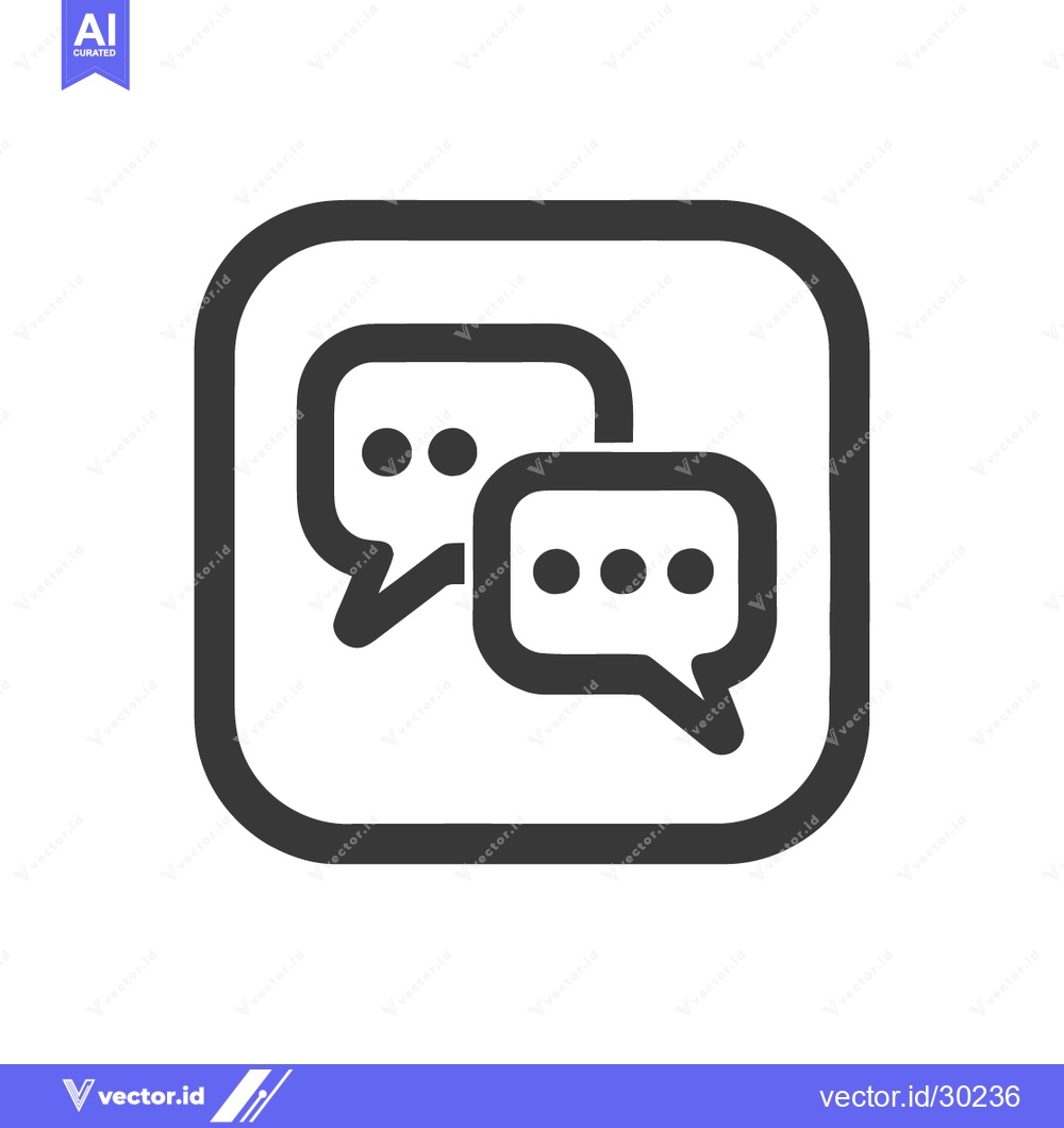 Premium Vector dari Minimalist Chat Icon: Two Speech Bubbles in Rounded Square Frame