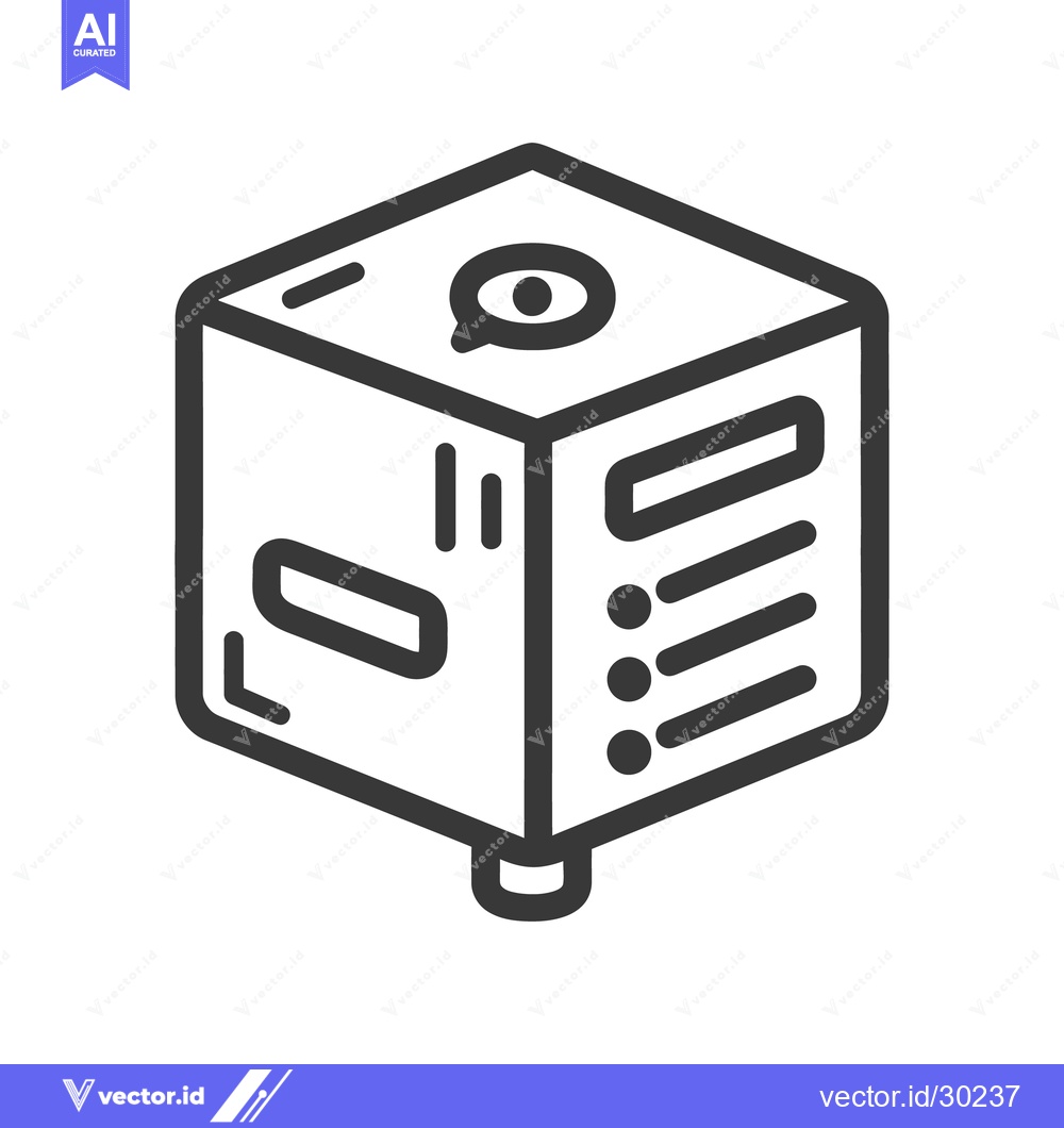 Premium Vector dari A stylized simple outlined illustration of a cube shaped device
