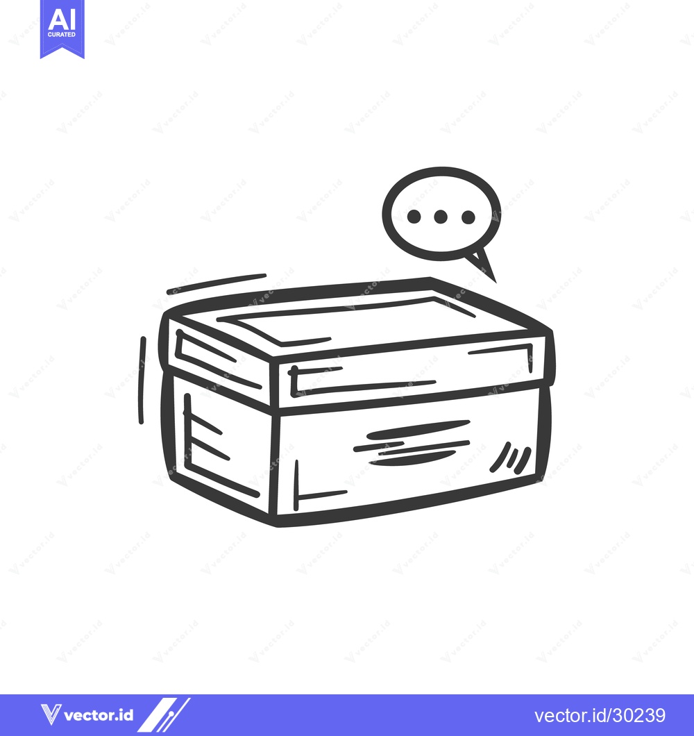 Premium Vector dari A closed box with speech bubble above it with three dots