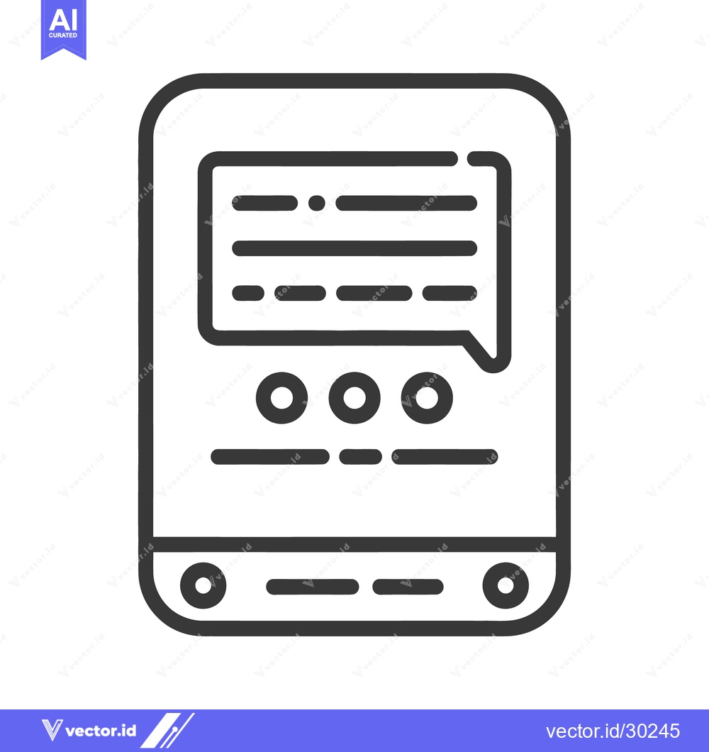 Premium Vector dari A digital device displaying a text message conversation in outline for