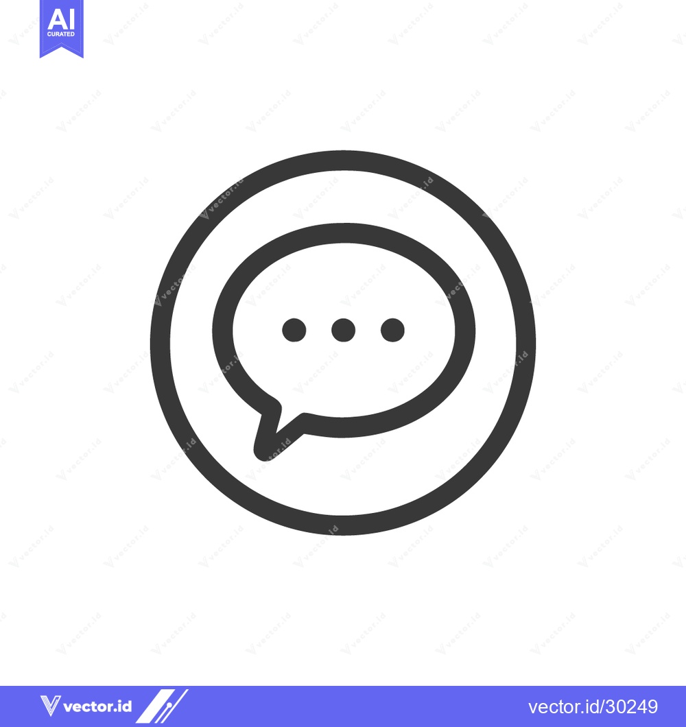Premium Vector of Minimalist Chat Bubble Icon with Ellipsis in Circle, Dark Gray on Whit