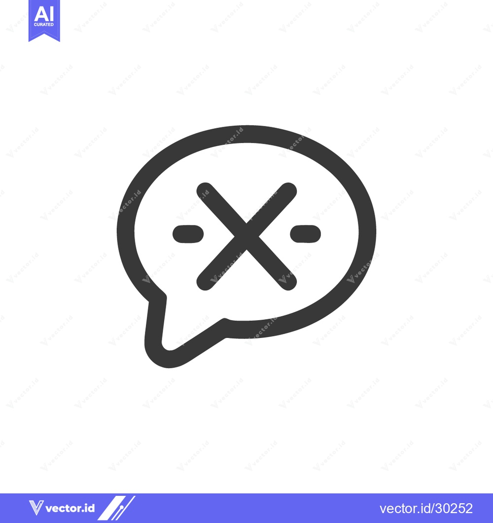 Premium Vector of Speech Bubble with Cross and Dashes: Minimalist Communication Icon