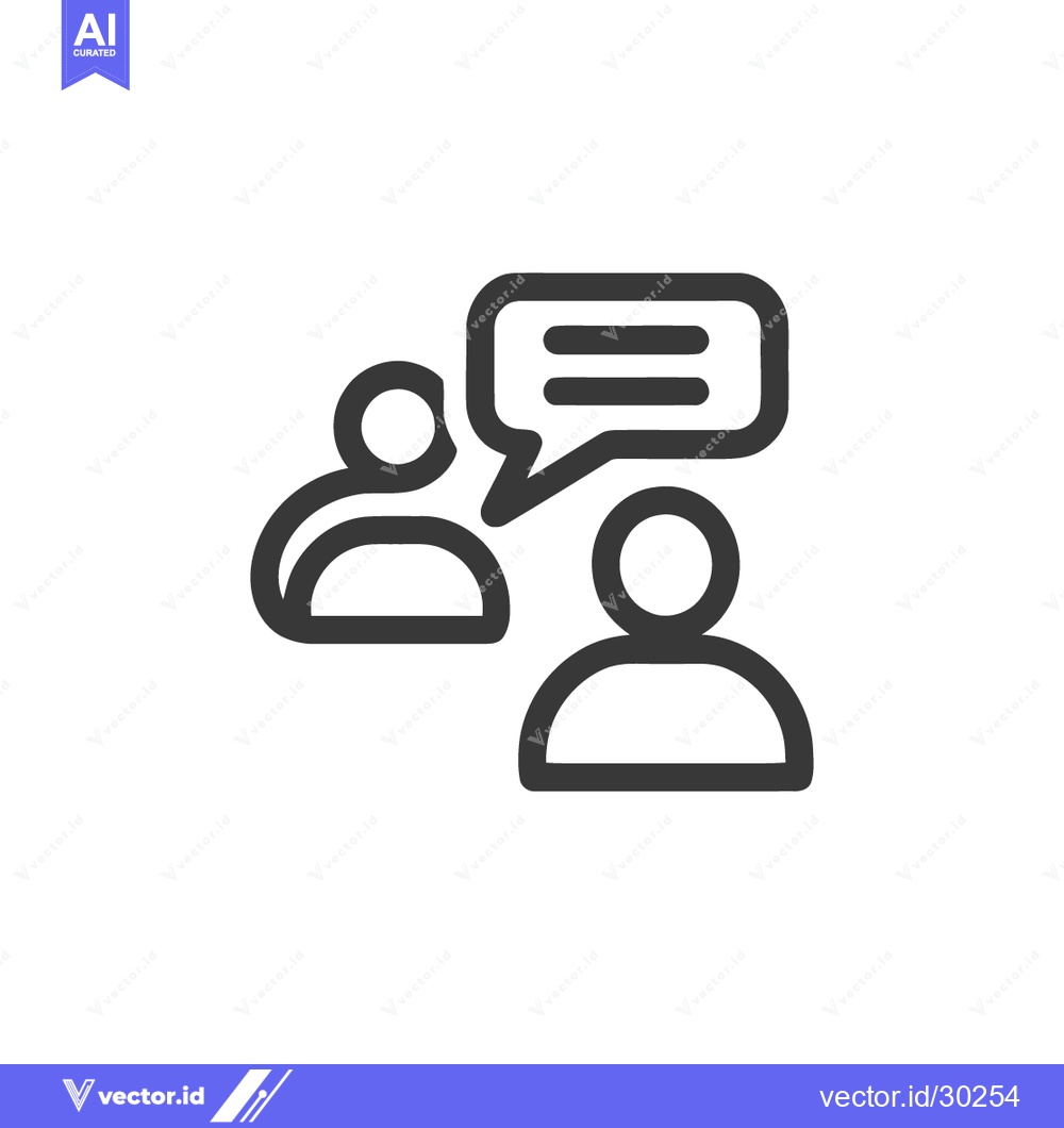 Premium Vector dari Minimalist Icon of Two People Communicating with Speech Bubble
