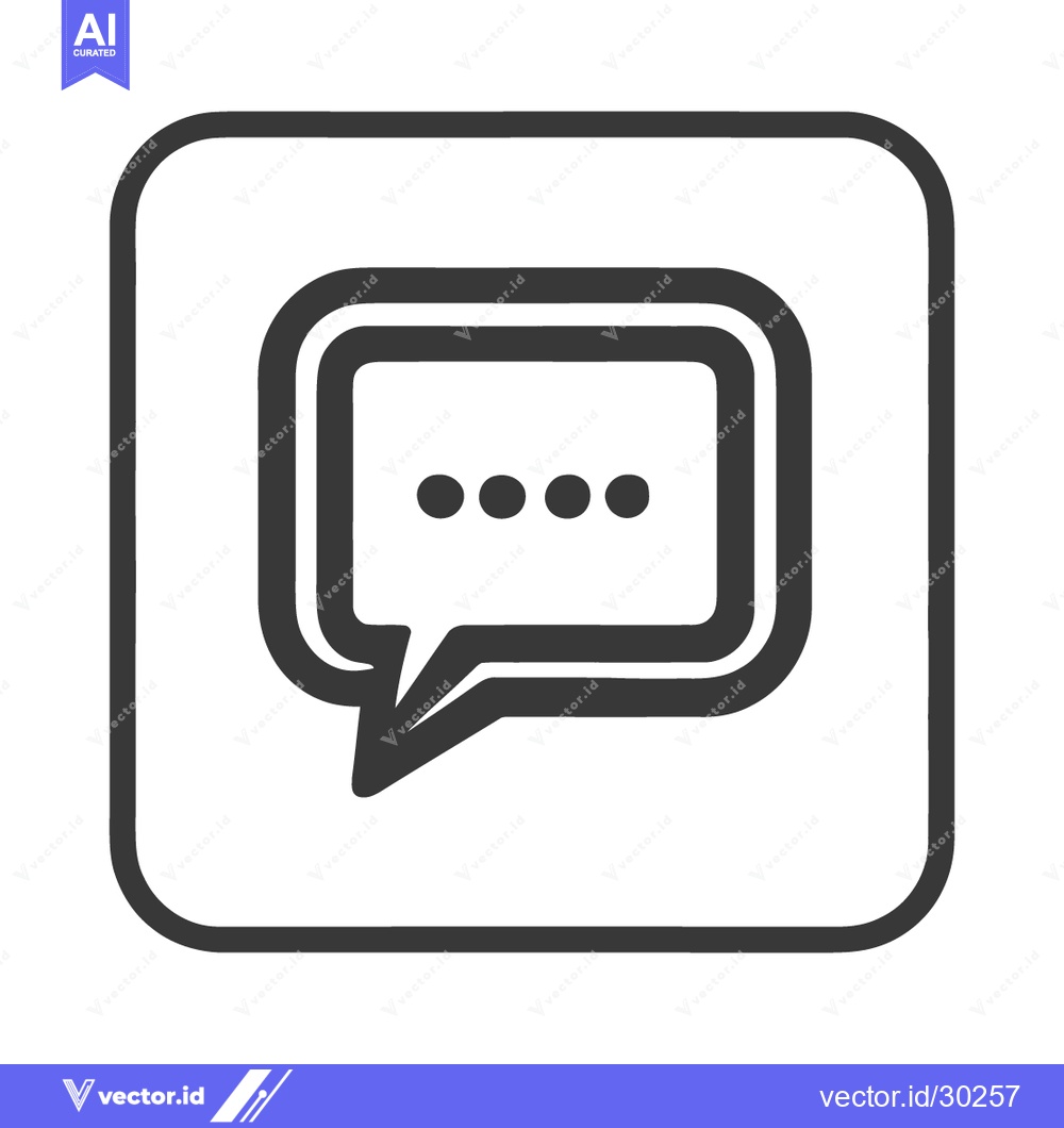 Premium Vector of Minimalist Chat Bubble Icon with Ellipsis in Rounded Square Frame