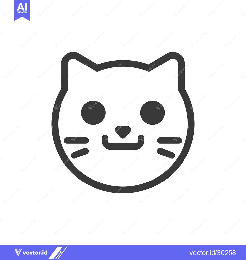 Premium Vector of A simple black and white graphic of a cat head