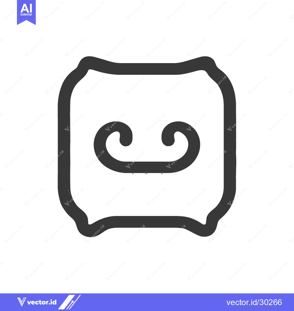 Premium Vector dari Stylized Mustache Icon in Rounded Square Frame, Minimalist Design