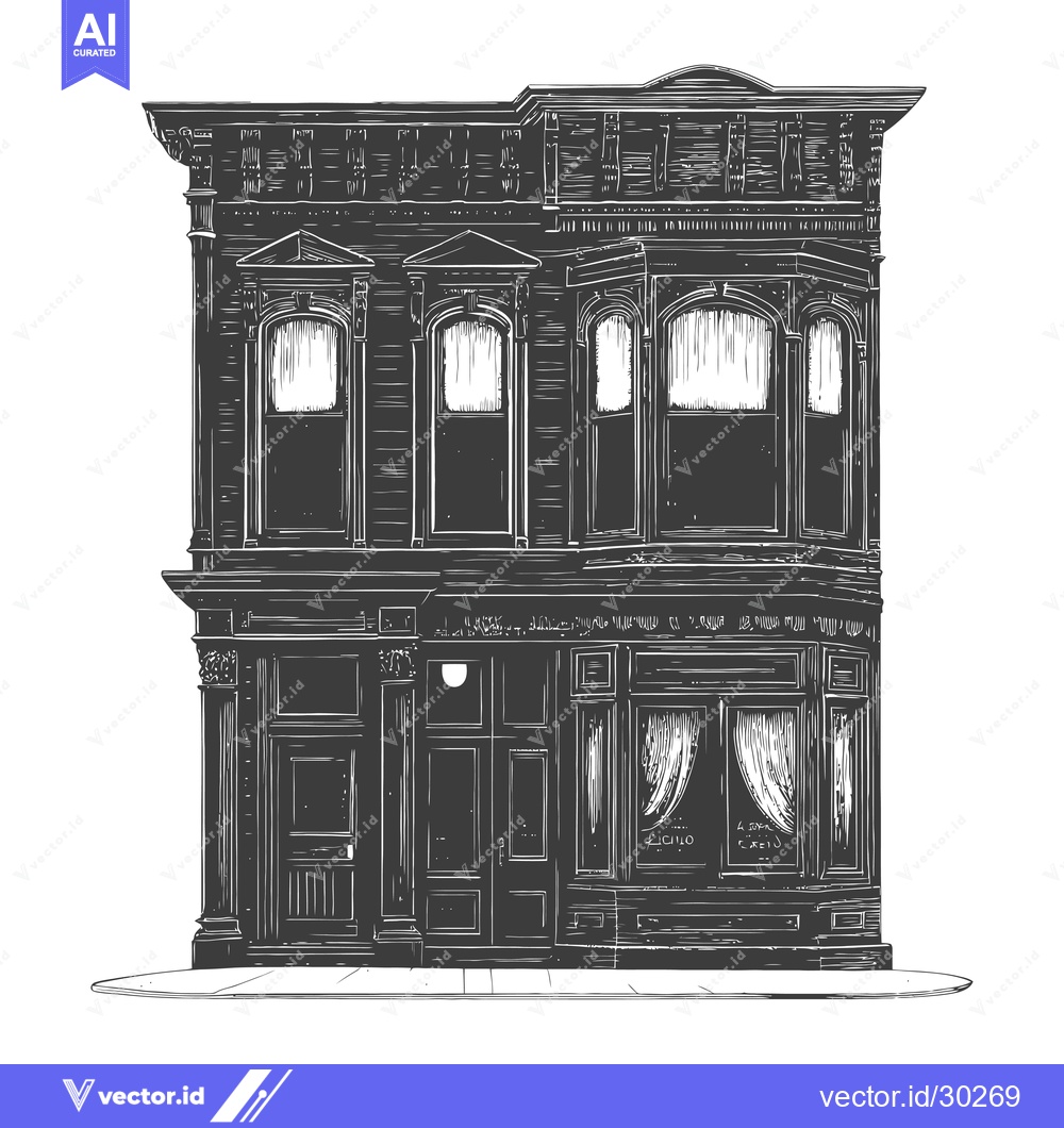 Premium Vector dari Elegant Victorian Era Building Architectural Drawing