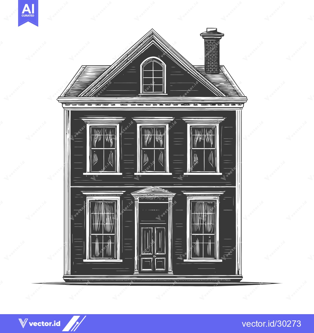 Premium Vector dari Classic Victorian Style Two Story House Illustration