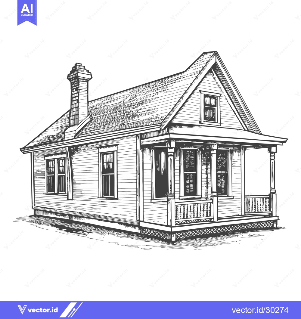 Premium Vector dari A Hand Drawn Illustration Of A Small Wooden House