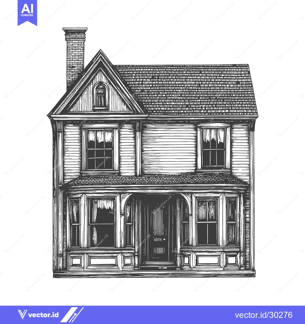 Premium Vector dari A Vintage Style House Illustration Drawing