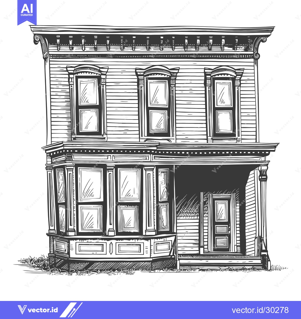 Premium Vector dari Classic Victorian Style House Architectural Drawing