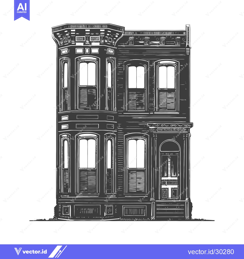 Premium Vector of Elegant Victorian Style Two Story House Illustration