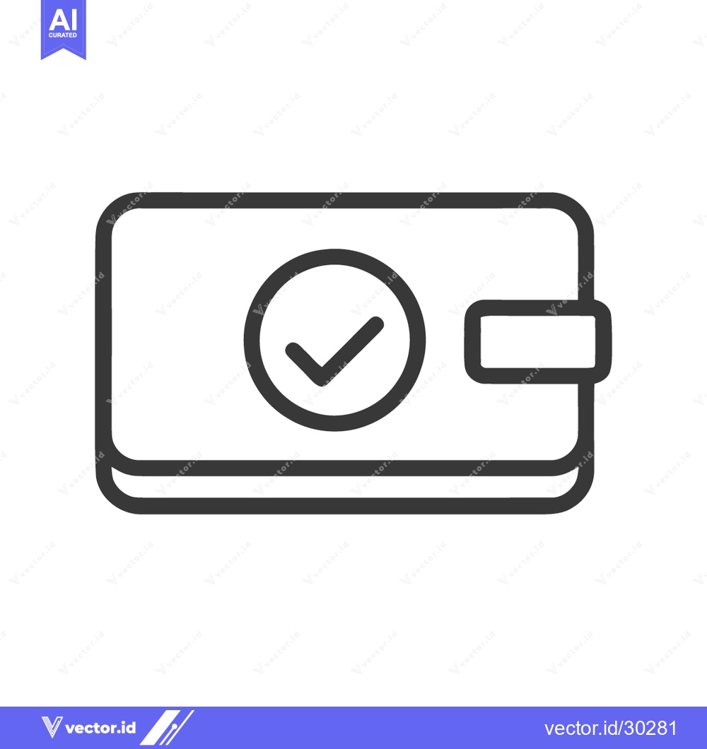 Premium Vector dari Approved Wallet Icon: Simple Line Art for Secure Transactions