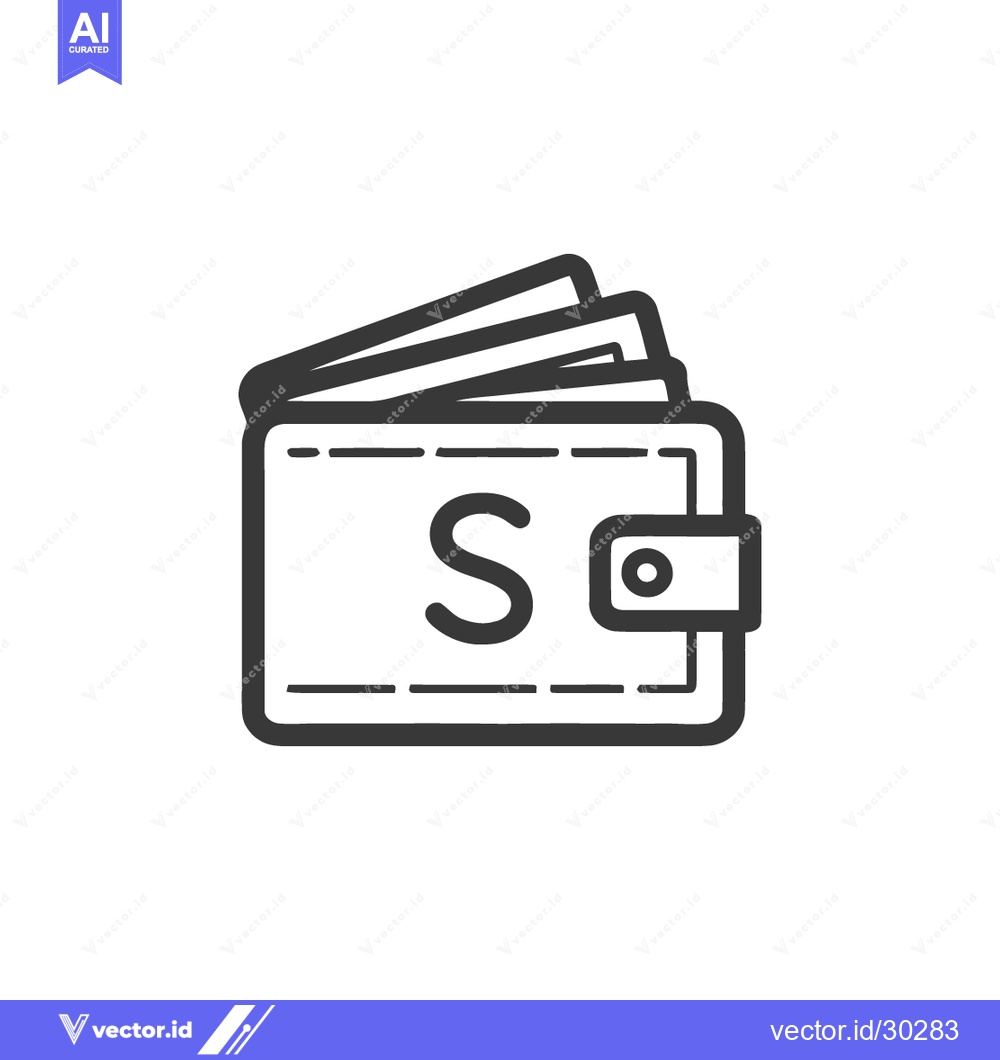 Premium Vector dari Minimalist Wallet Icon with "S" Logo, Black and White Design