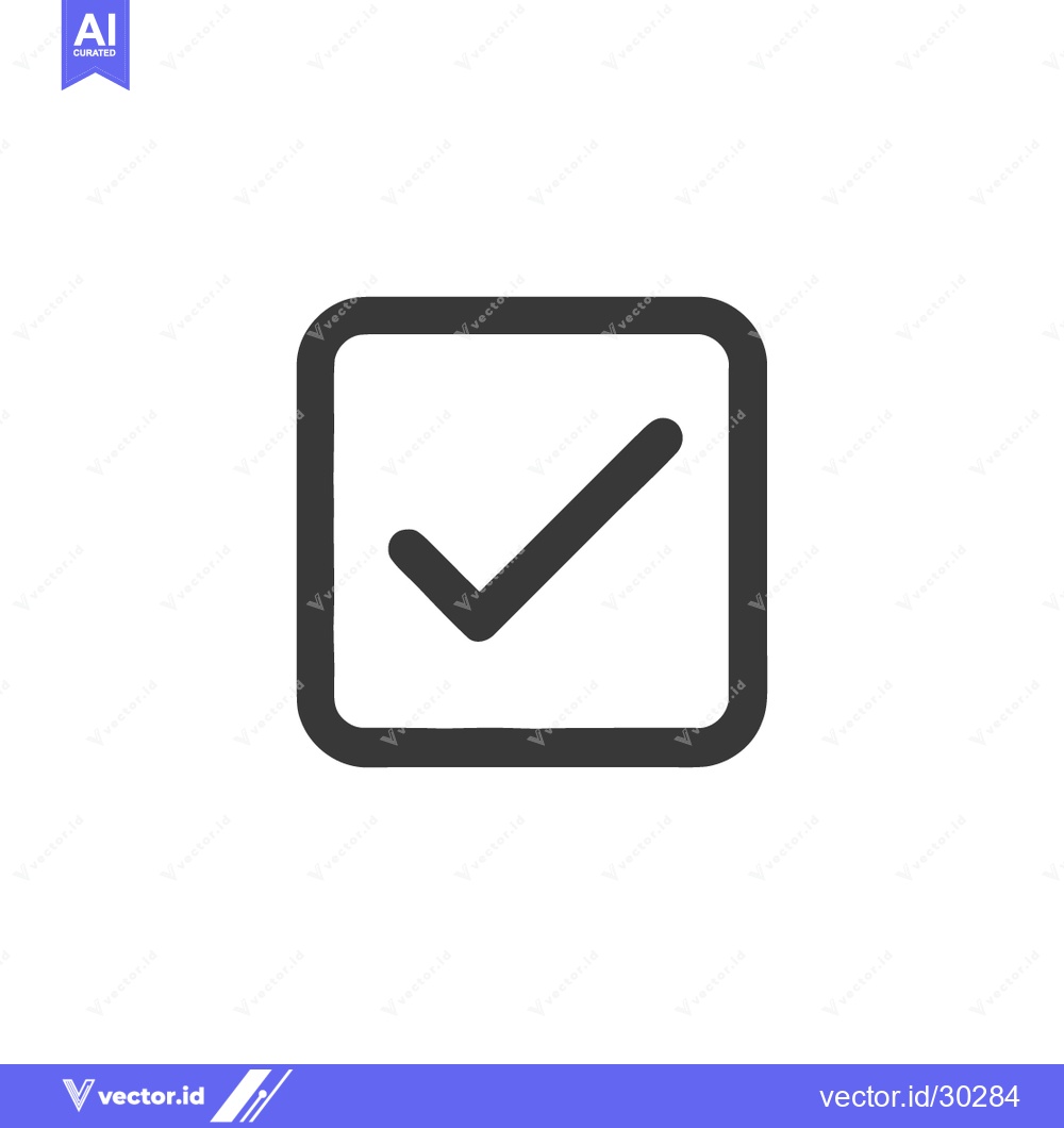 Premium Vector dari Simple Check Mark Icon Inside Square Box, Dark Gray on White Backgroun