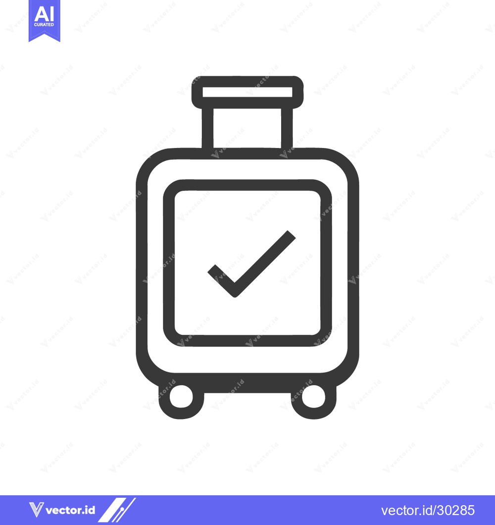 Premium Vector dari Checked Luggage Icon: Simple Black and White Travel Symbol
