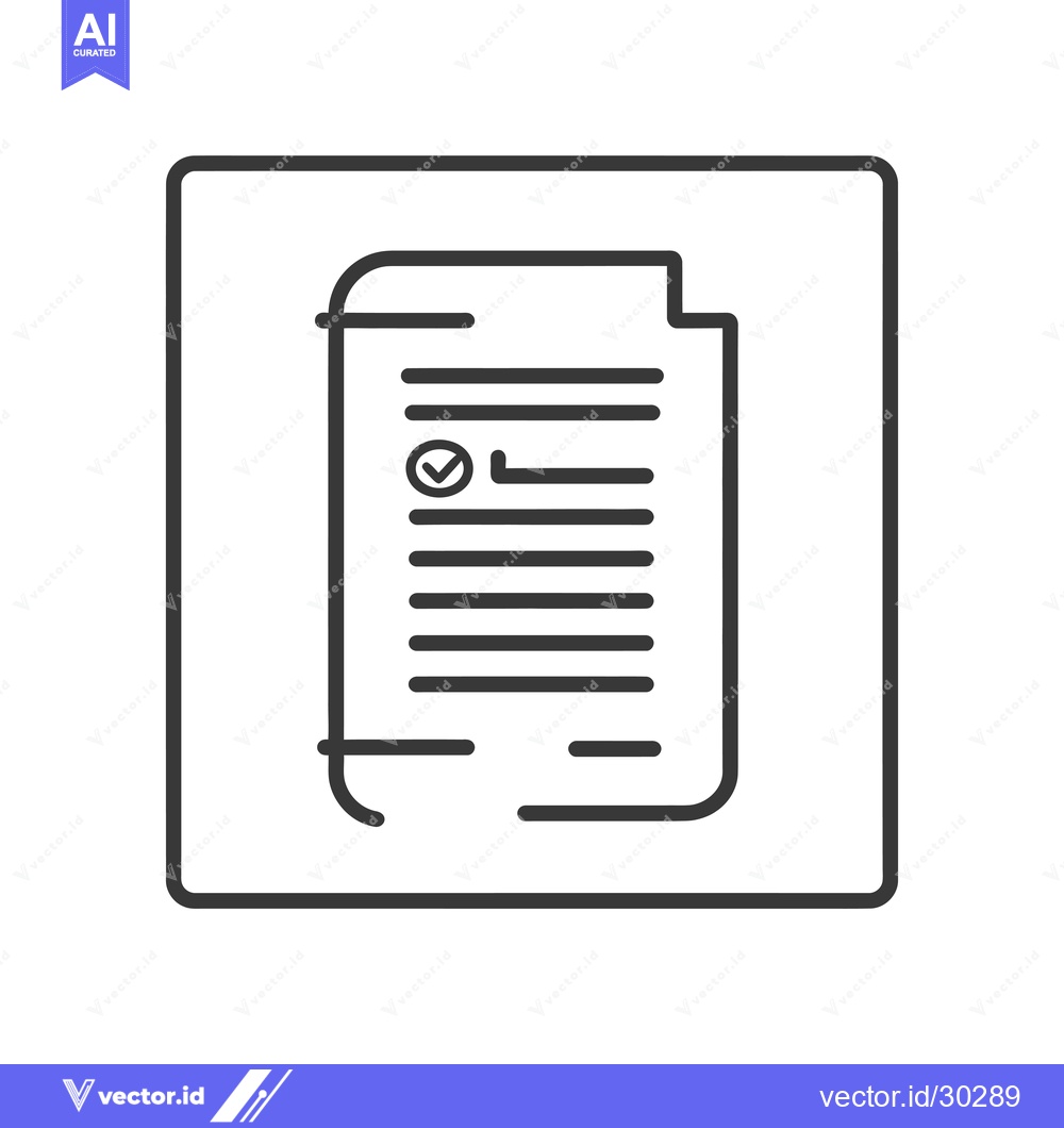 Premium Vector dari Checked Document Icon in a Square Frame