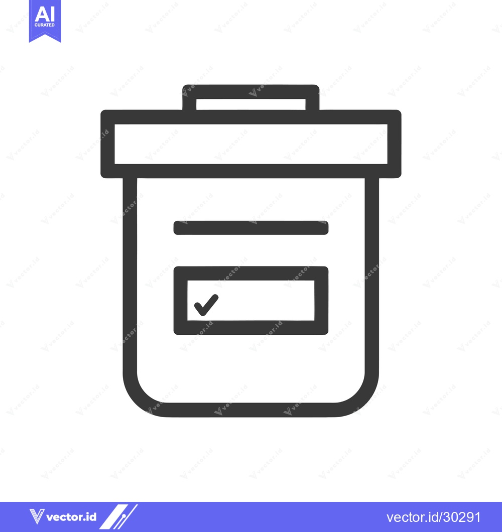 Premium Vector of Checked Trash Can with a Line and a Box