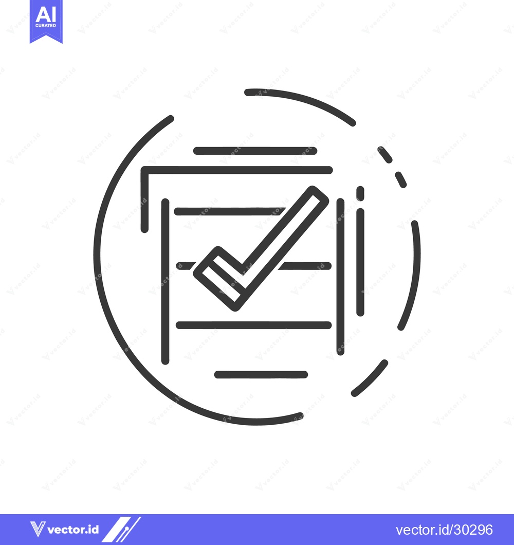 Premium Vector of A checklist icon with a prominent check mark is shown inside a circle