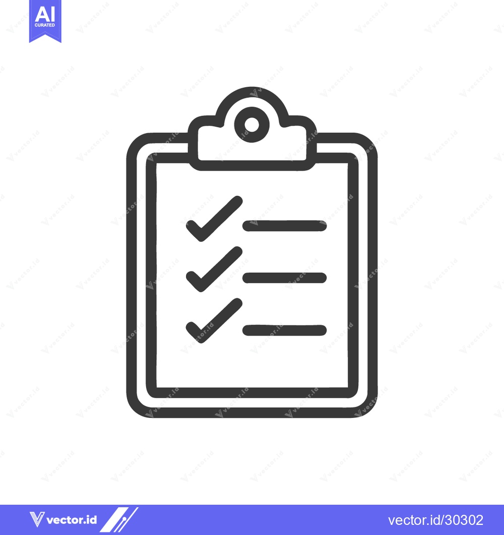 Premium Vector dari Minimalist Clipboard Icon with Checkmarks and Lines on White Backgroun