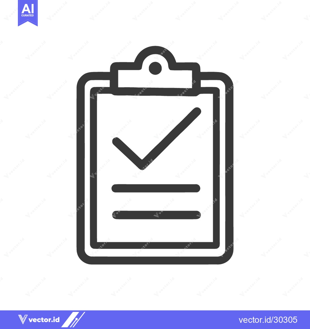 Premium Vector dari Minimalist Clipboard Icon with Checkmark and Lines on White Background