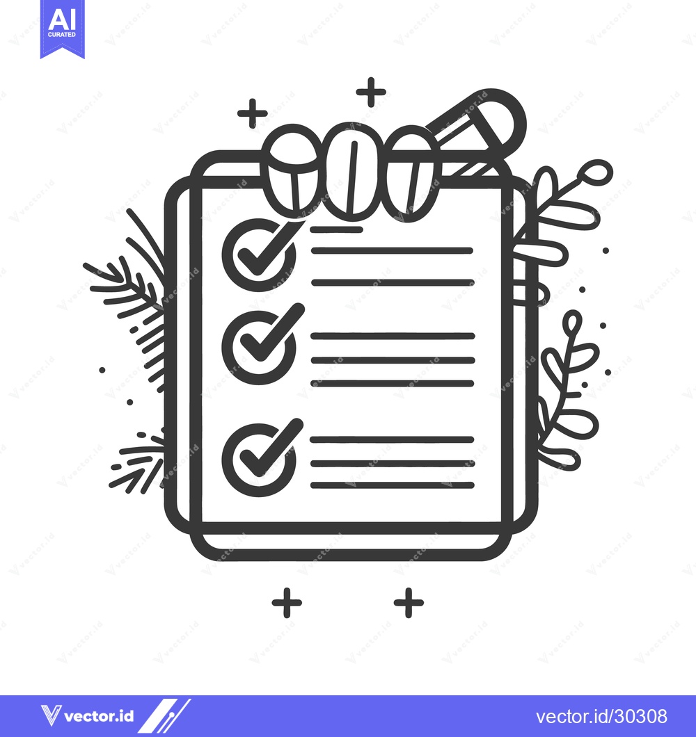 Premium Vector dari A stylized checklist graphic with checked items and floral accents