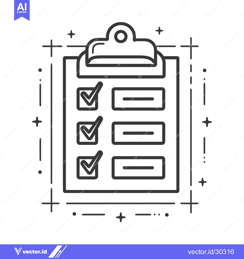 Premium Vector of Simple illustration depicting a checklist on a clipboard in outline fo
