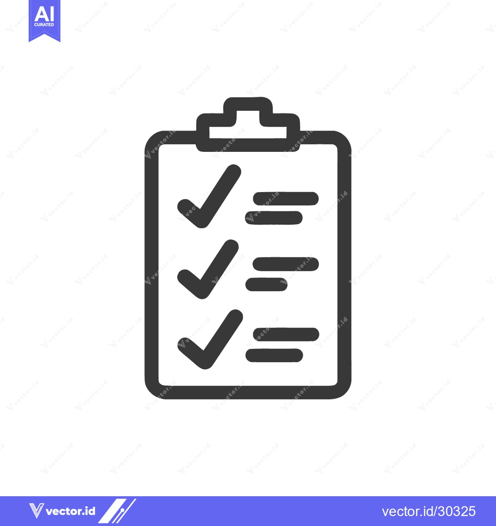 Premium Vector of Completed Checklist Icon: Dark Gray Clipboard with Checkmarks and Line