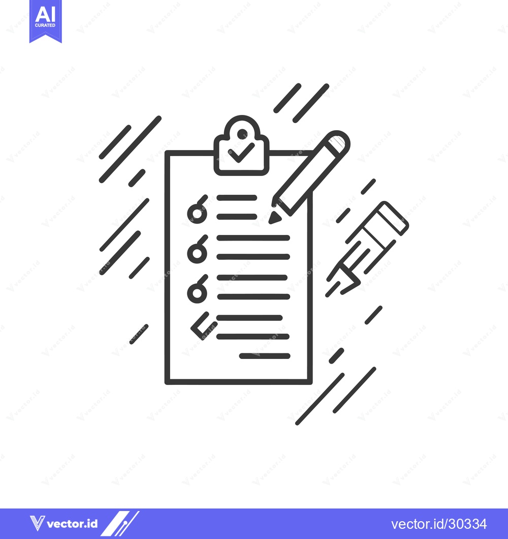 Premium Vector dari Checklist with Pencil and Clipboard Icon