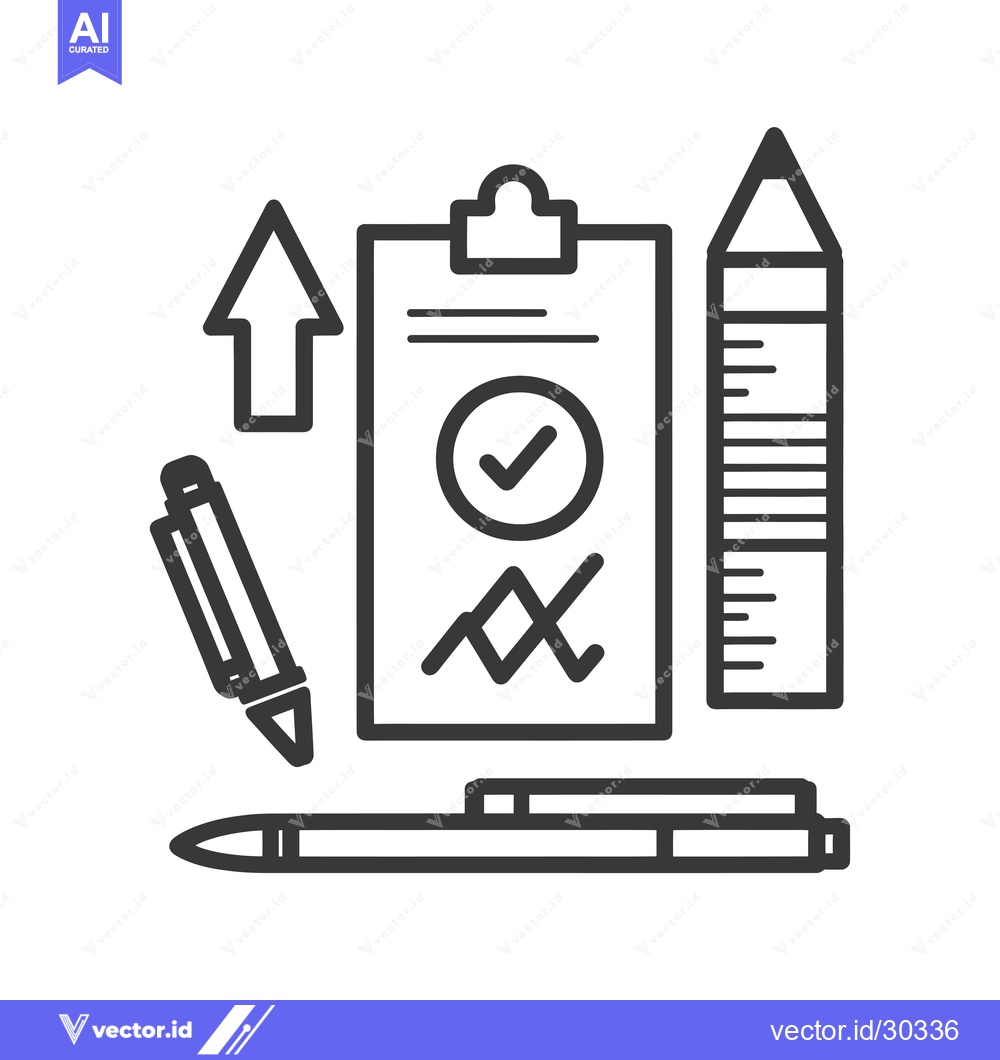 Premium Vector of Checklist with Upward Arrow, Pens, and Ruler