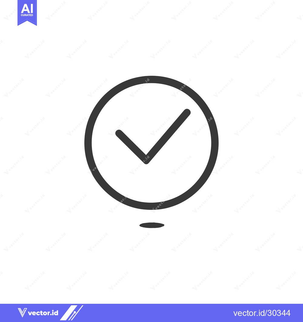 Premium Vector dari Check Mark Icon in Circle with a Dot Below