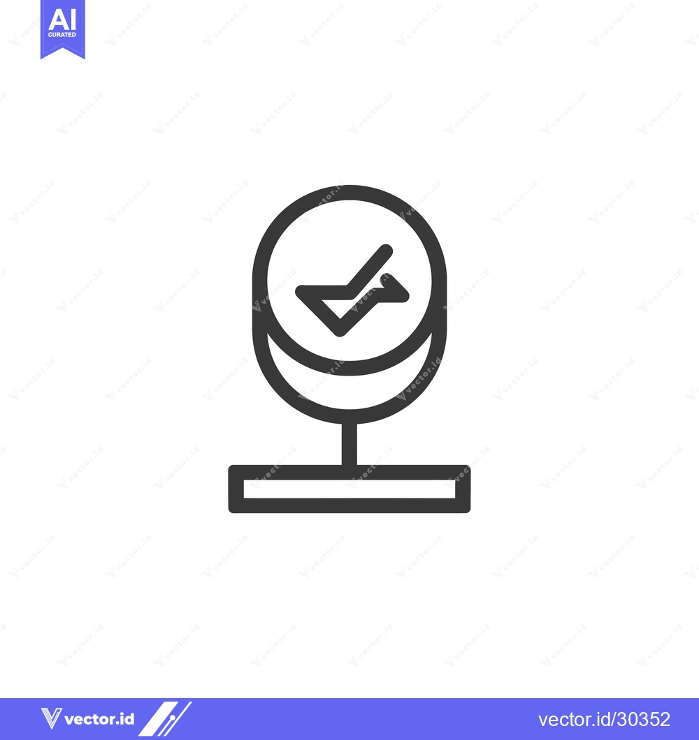 Premium Vector dari Checkmark in a Circle on a Stand