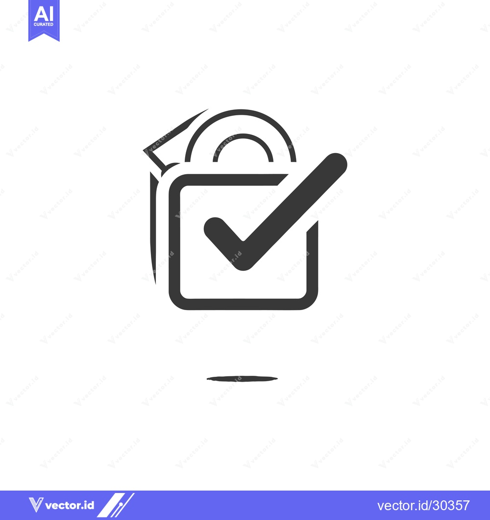 Premium Vector of Check Mark in a Square with a Half Circle Above it