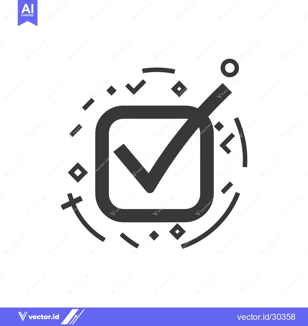 Premium Vector of Checkmark in a Square with Geometric Shapes