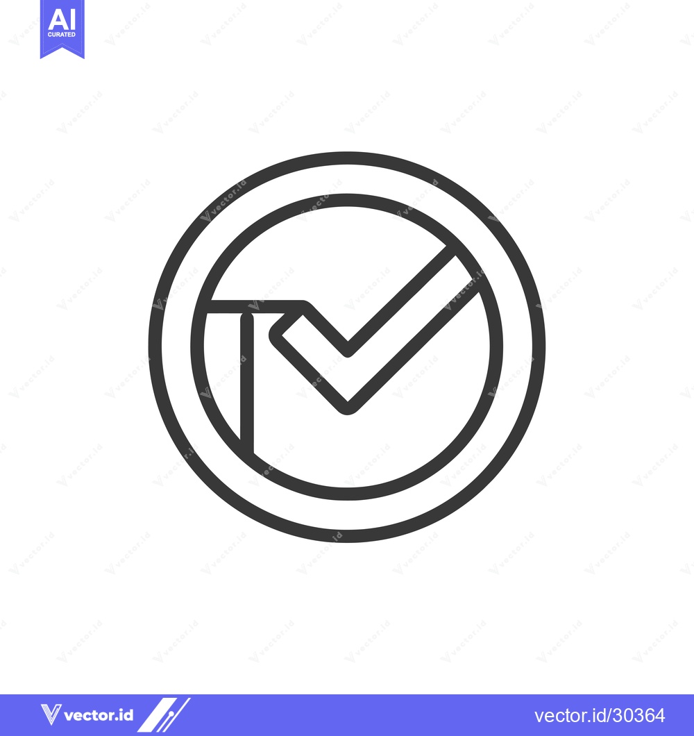 Premium Vector dari Checkmark Inside a Circle, Outline Icon