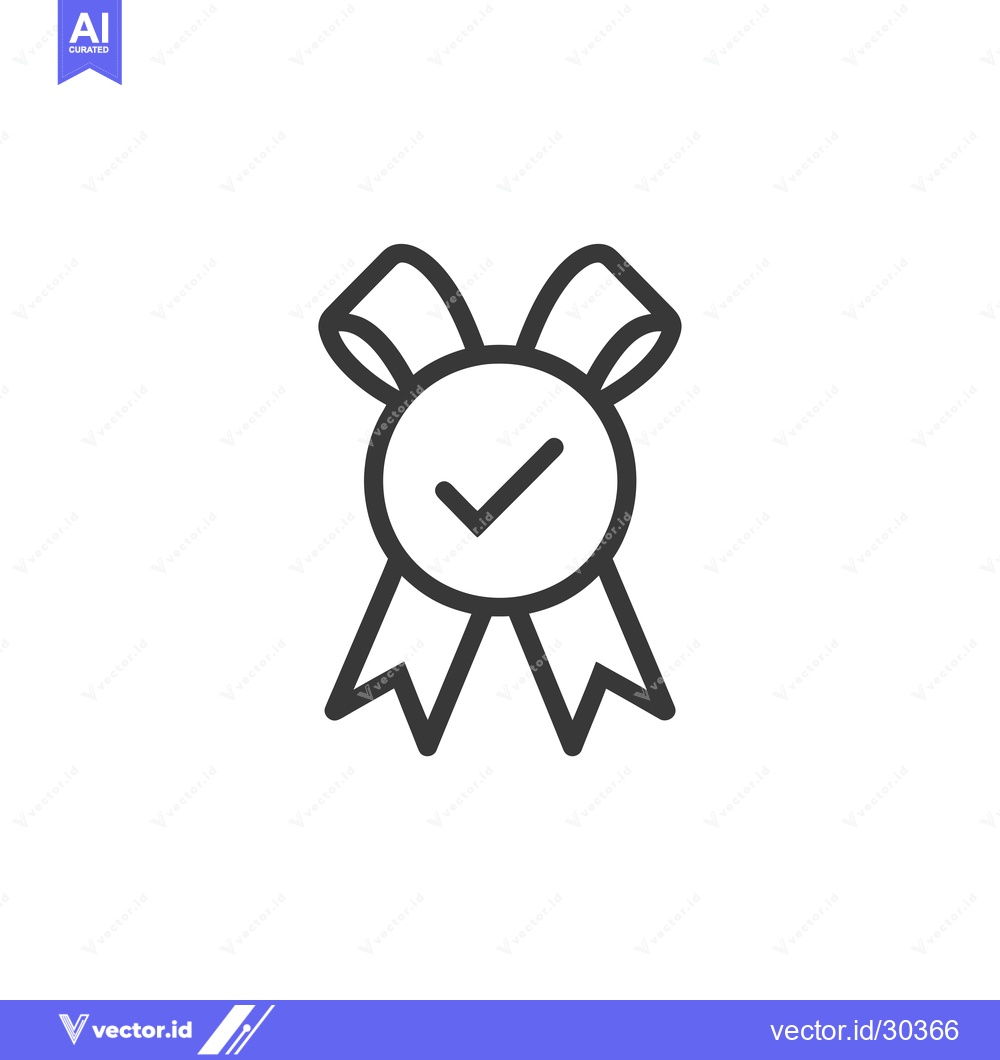 Premium Vector dari Checkmark Inside a Circle with a Ribbon